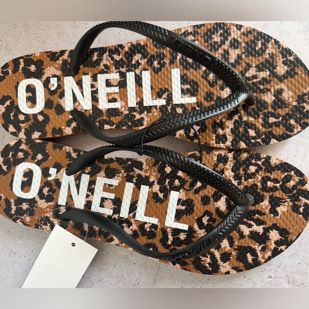 NWT O'Neill Bondi‎ Animal Print Sandals Flip Flops Casual Beach Thong Women's 7 - Picture 4 of 9
